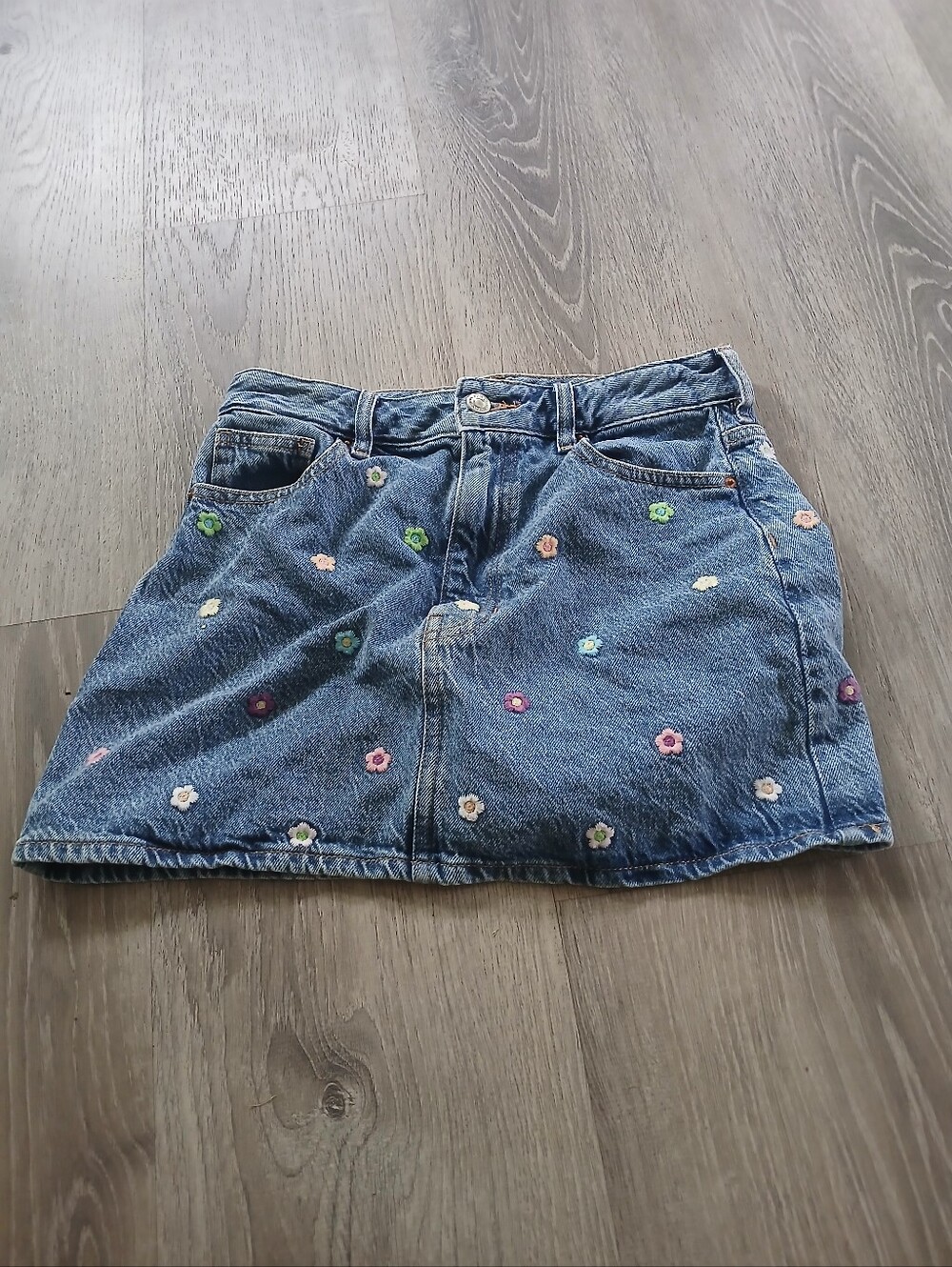 Pacsun Denim Floral Embroidered Mini Skirt - Blue